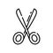 Dress scissors line icon, concept sign, outline vector illustration, linear symbol.