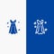 Dress, Women, Wedding Dress, Wedding Line and Glyph Solid icon Blue banner Line and Glyph Solid icon Blue banner