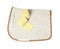 Dressage champagne saddle cloth and yellow bandages isolated on