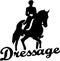 Dressage riding with retro word