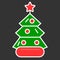 Dressed Christmass tree linear colorful icon.