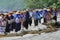 Dressed in Javanese customs, residents of Wediombo Beach who are fishermen work together gather to hold the Ngalangi tradition