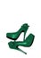 Dressed shoes on the platform with a bow on a high thin heel. Shoes. Green