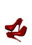 Dressed shoes on the platform with a bow on a high thin heel. Shoes. Red