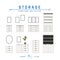 Dressers and storage drawers in flat style, vector