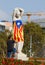 Dressing Catalonia square fountains statues with estelada independentist catalan flag