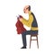 Dressmaker Sewing Clothes, Male Clothing Designer Tailor Working at Atelier, Man Sewer Create Outfit Vector Illustration