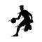 Dribble basketball player splash silhouette design vector