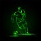 Dribbling football. soccer player running with the ball. neon style