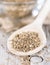 Dried Aniseed on a wooden spoon