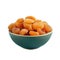 Dried Apricot fruit in a bowl isolated on white, Generative AI