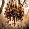 Dried bouquet of flowers hanging upside down - ai generated image