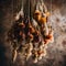 Dried bouquet of flowers hanging upside down - ai generated image