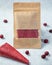 Dried cherry fruit lavash snack in paper package
