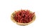 Dried chillies in the basket with clipping path