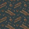 Dried cloves and cinnamon blue seamless pattern