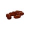 Dried date or damson fruits isolated sugared food