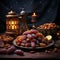 Dried date palm fruits or kurma, ramadan (ramazan) food