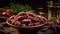 Dried dates fruits in bowl on dark background