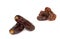 Dried dates on white background