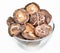 Dried field mushrooms in a glass bowl