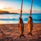 Dried fish hanging in the string near beach side