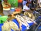 Dried fish for sale on market stall