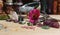 Dried Flowers and Crystal Stones on Meditation Altar Shallow DOF