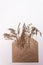 Dried flowers. Dry field spikelets in a kraft paper envelope on a light background