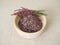 Dried flowers from heather herb in a bowl