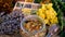 Dried flowers and herbs tea and alternative medicine. Selective focus.