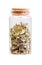 Dried foliage of coltsfoot Tussilago farfara in a bottle with