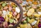 The Dried foods mixed raw legumes, background
