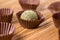 Dried fruit energy balls on a wooden table