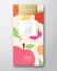Dried Fruits Label Packaging Design Layout. Abstract Vector Paper Box with Colorful Fruit and Berries Pattern Background