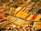 Dried fruits and other sweets on sale in La Boqueria market in Barcelona