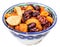 Dried fruits in typical ceramic bowl isolated