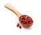 Dried goji berries or chinese wolfberries in a wooden spoon