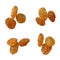 Dried golden raisins isolated on white background, close up