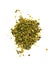 Dried green paprika flakes with seeds isolated on white background. Chopped jalapeno, habanero or chilli pepper. Spices