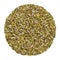 Dried Herbes de Provence, herb circle from above, over white