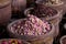 Dried herbs flowers (rose) in the Marrakesh