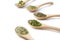 Dried Herbs on Wooden Spoons