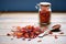 dried hibiscus flowers and loose tea by wooden scoop