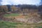 Dried lake in a park in winter