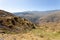 Dried landscape view of Nacimiento river valley in Sierra Nevada, Spain