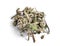 Dried medicinal herbs raw materials on white. Leonurus