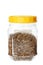 Dried natural rooibos herbal tea in plastic jar