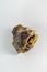 Dried natural treats for dogs. Beef larynx. Light background. Soft focus. Vertical version of the picture