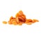 Dried orange apricots over white background